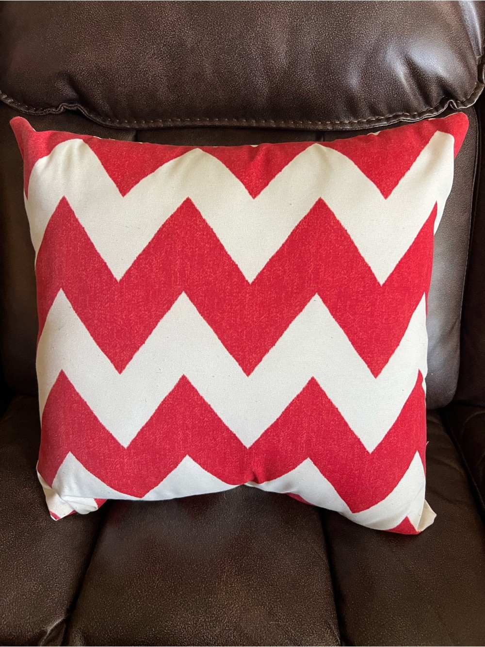 Red Chevron Accent Pillow